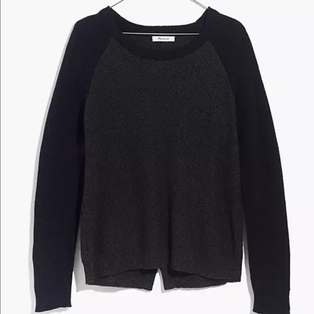 Madewell cross back sweater province black grey xs